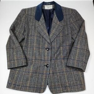 Vintage International Scene Womens Size 11/12 Jacket Wool Plaid Sport Coat Tweed